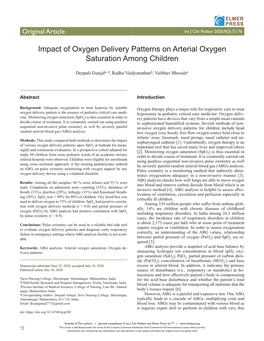 Impact of Oxygen Delivery Patterns on Arterial Oxygen Saturation Among Children