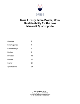 More Luxury, More Power, More Sustainability for the New Maserati Quattroporte