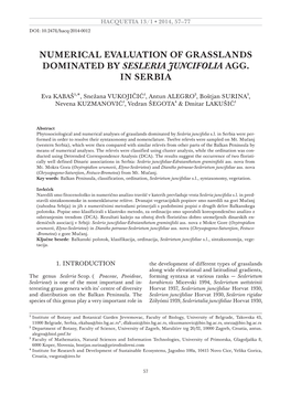 Numerical Evaluation of Grasslands Dominated by Sesleria Juncifolia Agg