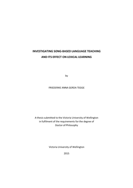 Investigating Song-Based Language Teaching and Its Effect on Lexical Learning