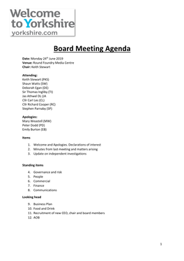 Board Meeting Agenda