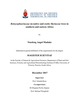Botryosphaeriaceae on Native and Exotic Myrtaceae Trees in Southern and Eastern Africa