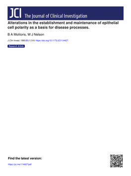 Alterations in the Establishment and Maintenance of Epithelial Cell Polarity As a Basis for Disease Processes