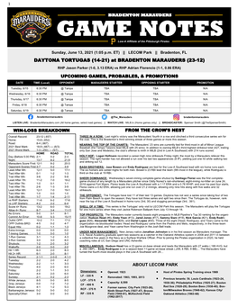 GAME NOTES Low-A Affiliate of the Pittsburgh Pirates