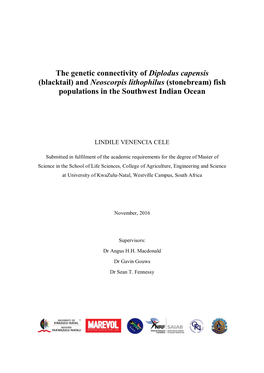 The Genetic Connectivity of Diplodus Capensis (Blacktail) and Neoscorpis Lithophilus (Stonebream) Fish Populations in the Southwest Indian Ocean