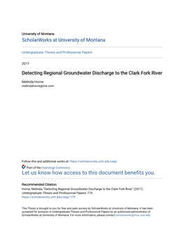 Detecting Regional Groundwater Discharge to the Clark Fork River