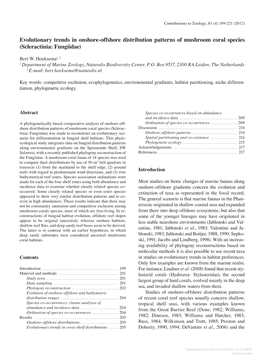 Downloaded from Brill.Com10/04/2021 01:37:58PM Via Free Access 200 Hoeksema – Evolution of Cross-Shelf Mushroom Coral Distributions