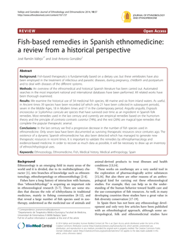 Fish-Based Remedies in Spanish Ethnomedicine: a Review from a Historical Perspective José Ramón Vallejo1* and José Antonio González2