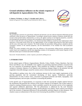 Ground Subsidence Influence on the Seismic Response of Soil Deposits in Aguascalientes City, Mexico