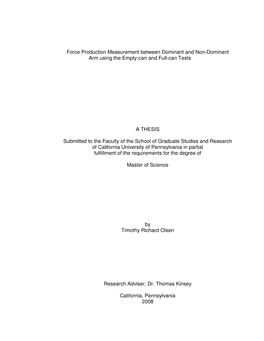 Force Production Measurement Between Dominant and Non-Dominant Arm Using the Empty-Can and Full-Can Tests