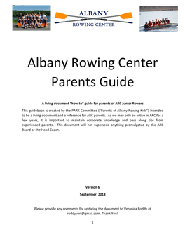 Albany Rowing Center Parents Guide