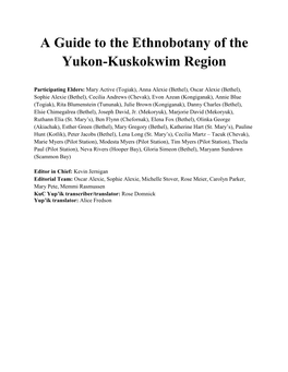 A Guide to the Ethnobotany of the Yukon-Kuskokwim Region