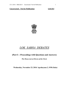 LOK SABHA DEBATES (Part I -- Proceedings with Questions And