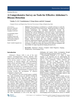 A Comprehensive Survey on Tools for Effective Alzheimer's Disease