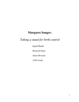 Margaret Sanger: Taking a Stand for Birth Control