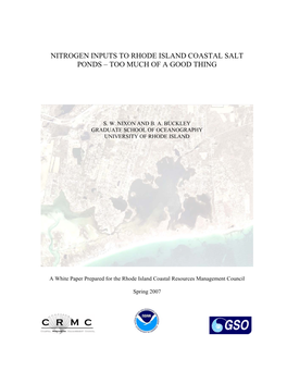 Nitrogen Inputs to Rhode Island Coastal Salt Ponds – Too Much of a Good Thing