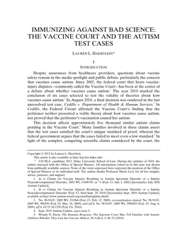 Immunizing Against Bad Science: the Vaccine Court and the Autism Test Cases