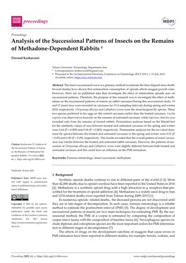Analysis of the Successional Patterns of Insects on the Remains of Methadone-Dependent Rabbits †