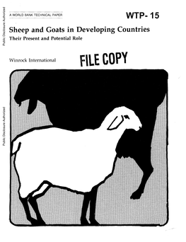 Sheep and Goats in Developing Countries Their Present and Potential Role Public Disclosure Authorized