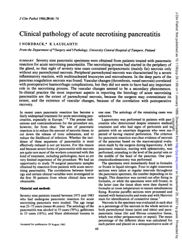 Clinical Pathology Ofacute N-Ecrotising Pancreatitis