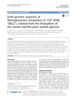 Draft Genome Sequence of Marinobacterium Rhizophilum CL