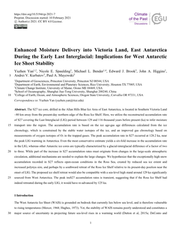 Enhanced Moisture Delivery Into Victoria Land, East Antarctica During the Early Last Interglacial: Implications for West Antarct