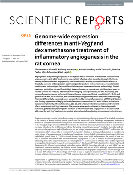 Genome-Wide Expression Differences in Anti-Vegf and Dexamethasone