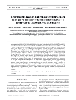 Resource Utilization Patterns of Epifauna from Mangrove Forests with Contrasting Inputs of Local Versus Imported Organic Matter