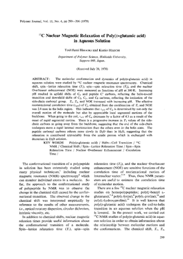 13C Nuclear Magnetic Relaxation of Poly(O-Glutamic Acid)