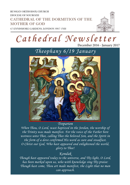 Cathedral Newsletter December 2016 - January 2017 Theophany 6/19 January