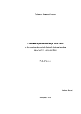 Budapesti Corvinus Egyetem a Demokrácia Jelei És Lehetőségei