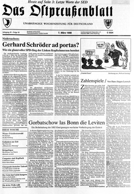 Gerhard Schröder Ad Portas? Gorbatschow Las Bonn Die Leviten B