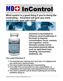 Incontrol Mind Control Is a Good Thing If You’Re Doing the Controlling – Incontrol Will Give You More Control Over Your Own Mind