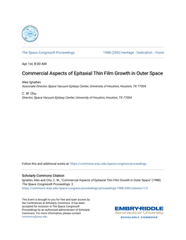 Commercial Aspects of Epitaxial Thin Film Growth in Outer Space