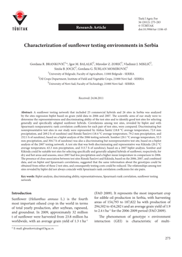 Characterization of Sunflower Testing Environments in Serbia