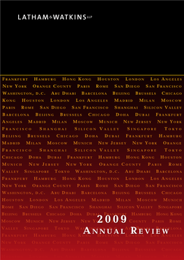 2009 Annual Review and We Look Forward to Continuing to Work with You in the Firm Has Made a Number of Strategic 2010 and Beyond