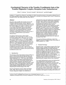 Geochemical Character of the Tonalite-Trondhjemite Suite of the Tonalite-Migmatite Complex, Deception Lake, Saskatchewan I