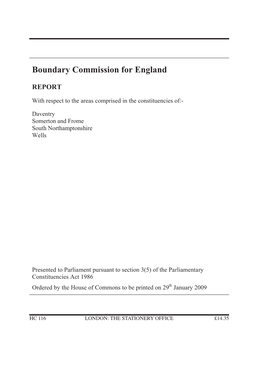Boundary Commission for England Report with Respect to the Areas Comprised in the Constituencies of Daventry