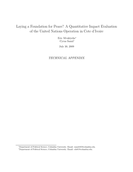 Laying a Foundation for Peace? a Quantitative Impact Evaluation of the United Nations Operation in Cote D'ivoire