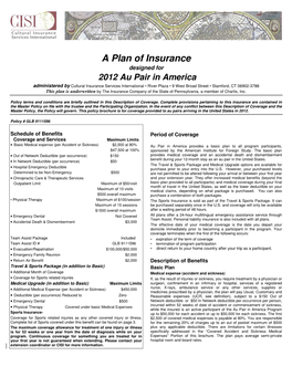 A Plan of Insurance