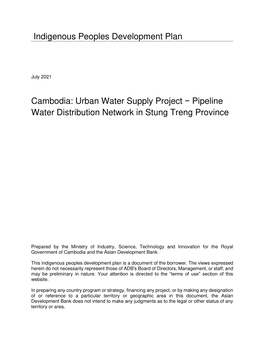 Urban Water Supply Project: Pipeline Water Distribution Network in Stung