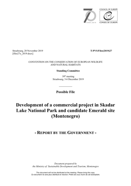 Development of a Commercial Project in Skadar Lake National Park and Candidate Emerald Site (Montenegro)