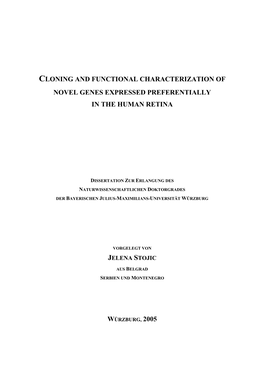 Cloning and Functional Characterization of Novel Genes Expressed Preferentially in the Human Retina