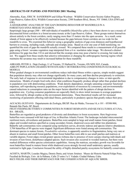 ABSTRACTS of PAPERS and POSTERS 2001 Meeting