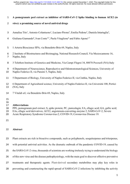 A Pomegranate Peel Extract As Inhibitor of SARS-Cov-2 Spike Binding to Human ACE2 (In