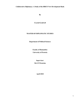 Collaborative Diplomacy: a Study of the BRICS New Development Bank