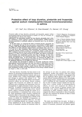 Protective Effect of Loop Diuretics, Piretanide and Frusemide, Against Sodium Metabisulphite-Induced Bronchoconstriction in Asthma