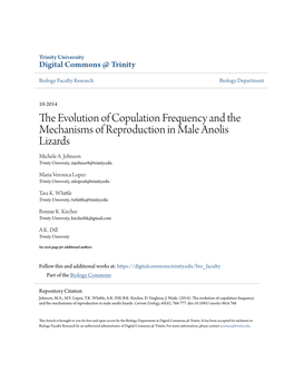 The Evolution of Copulation Frequency and the Mechanisms of Reproduction in Male Anolis Lizards