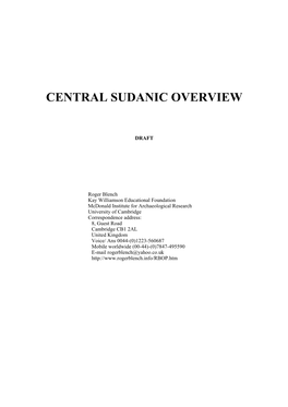 Central Sudanic Overview