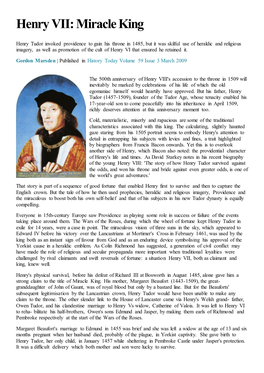 Henry VII: Miracle King